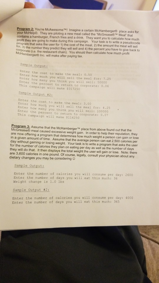 Lab assignment pseudocode image