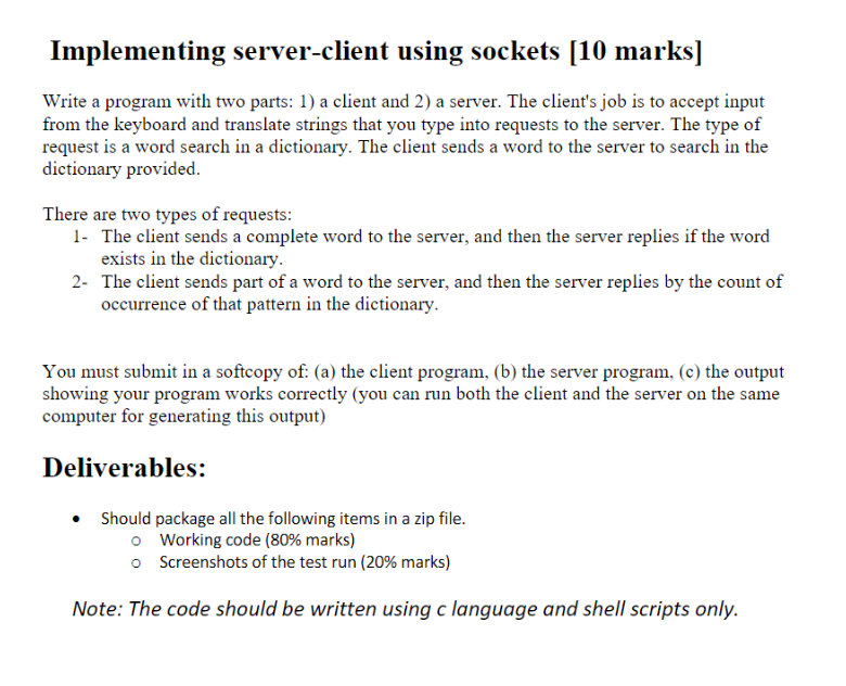 Solved Write a program with two parts: 1) a client and 2) a | Chegg.com