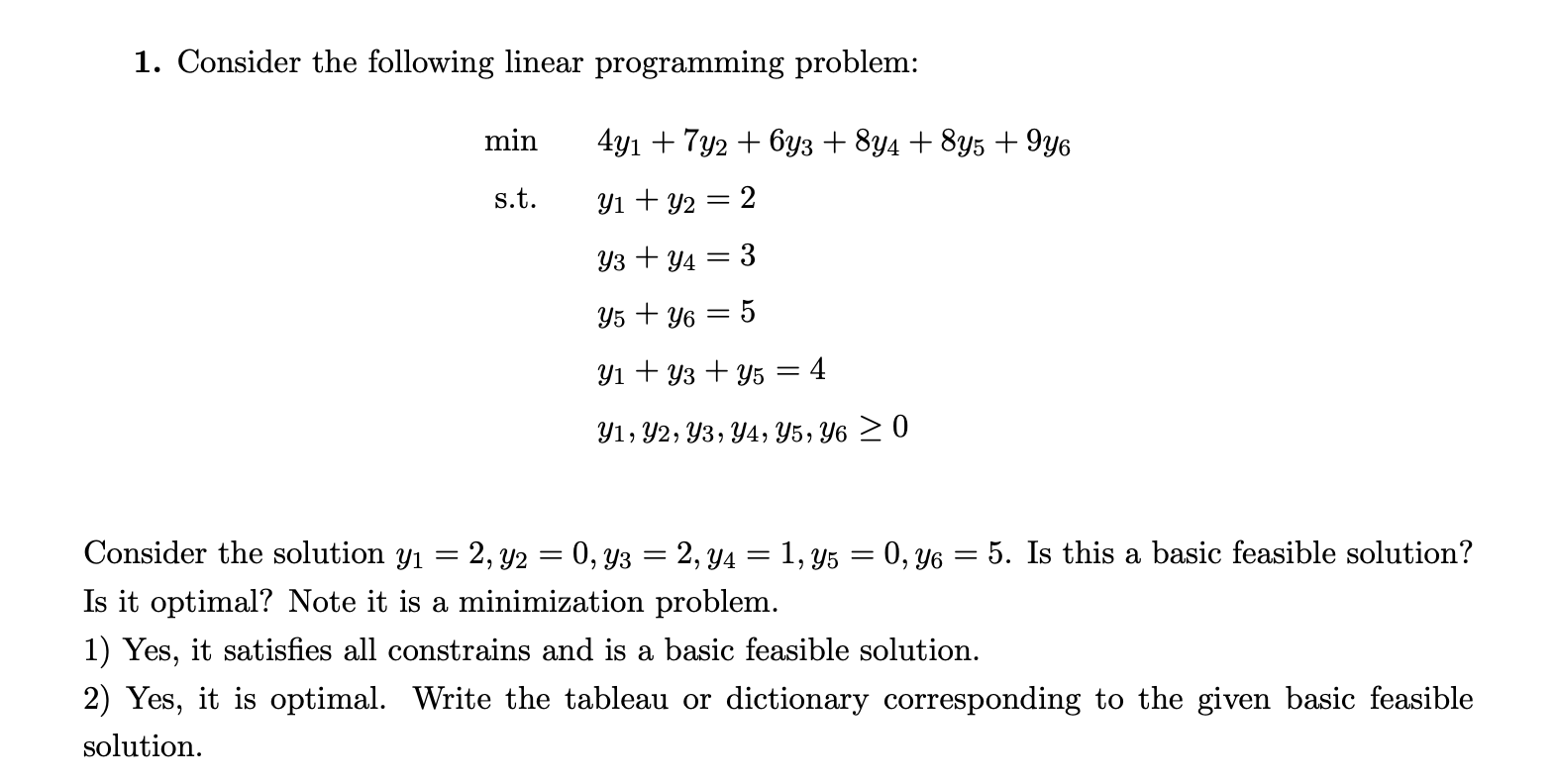 Solved 1 Consider The Following Linear Programming Problem