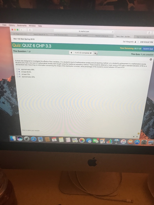 Solved 102 Stat Spring 2018 Quiz: QUIZ 6 CHP 3.3 This | Chegg.com