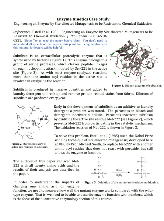 Solved Enzyme Case Study Engineering an Enzyme by