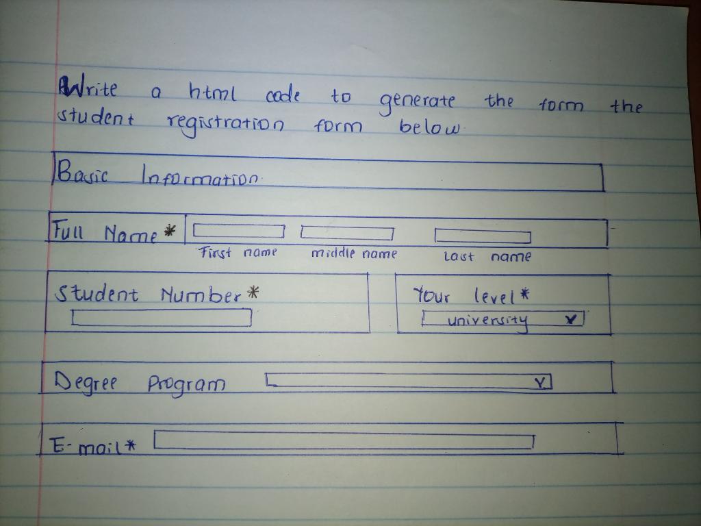 Solved a to the form Write html code student registration | Chegg.com