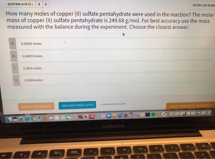 Solved How many moles of copper (II) sulfate pentahydrate