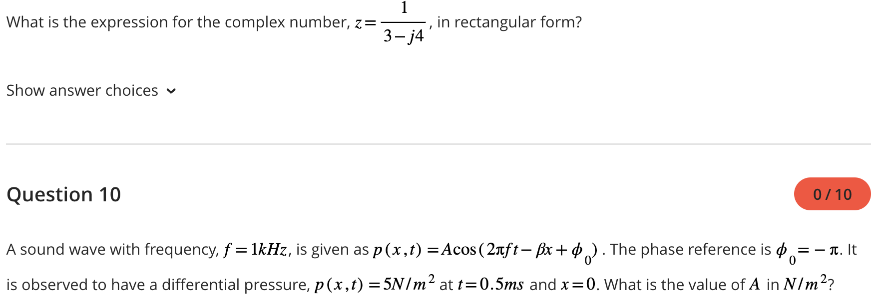 Solved What Is The Expression For The Complex Number, | Chegg.com