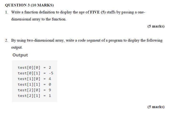 Solved QUESTION 3 (10 MARKS) 1. Write a function definition | Chegg.com