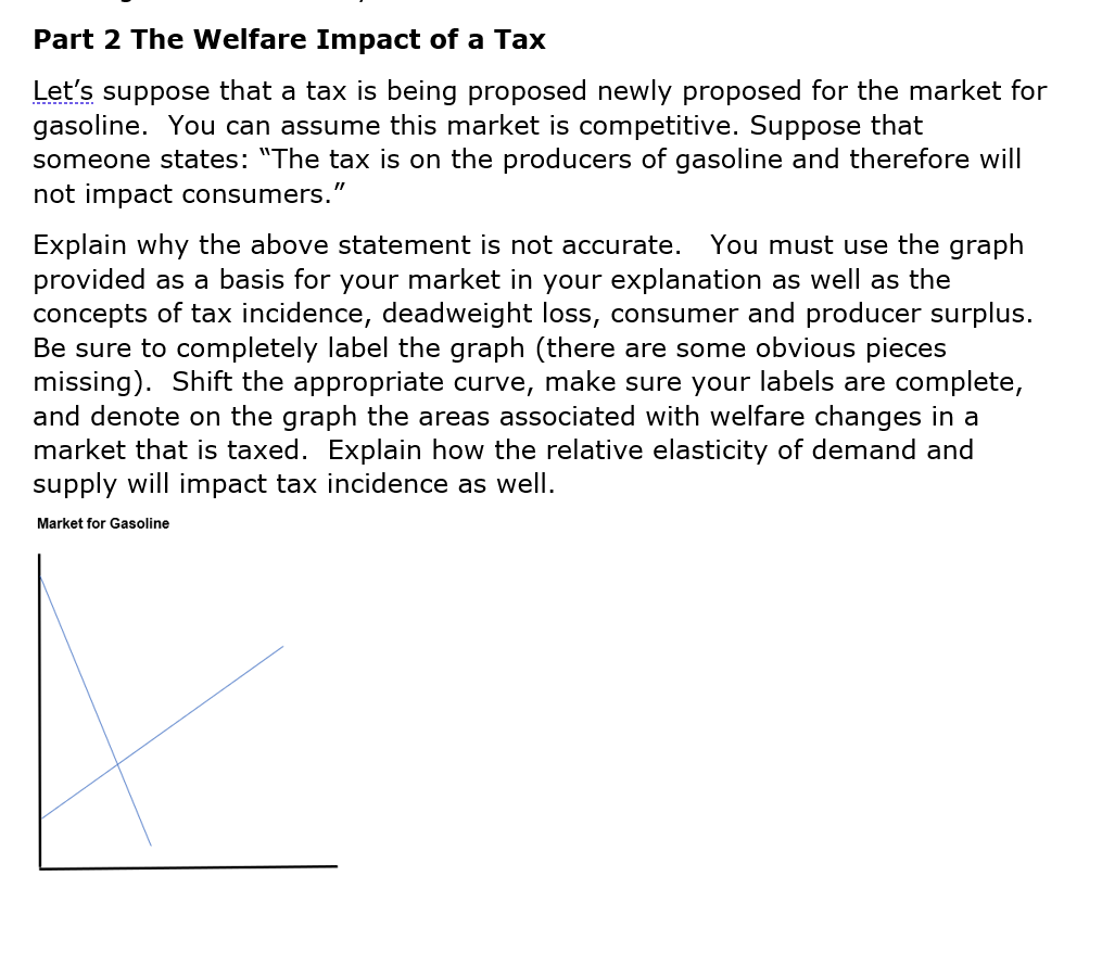 Solved Part 2 The Welfare Impact of a Tax Let's suppose that | Chegg.com