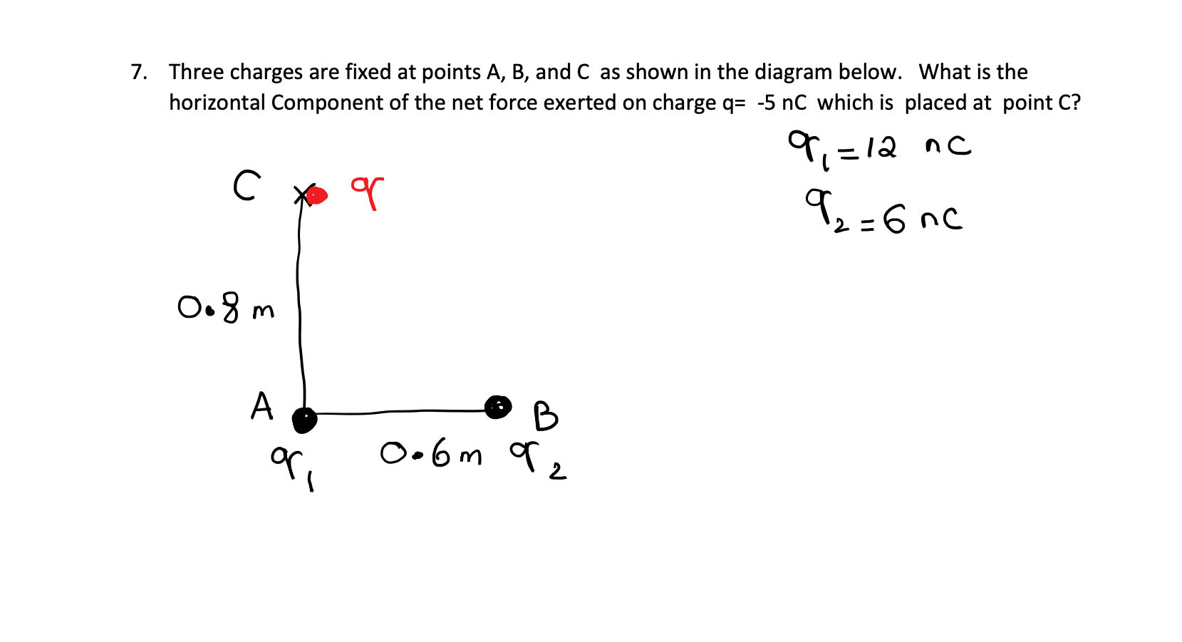 Solved 7. Three Charges Are Fixed At Points A, B, And C As | Chegg.com