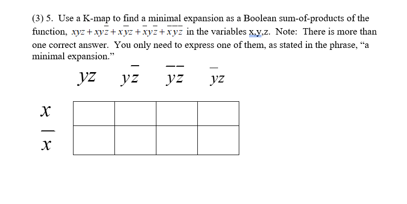 Solved 3 5 Use A K Map To Find A Minimal Expansion As Chegg Com