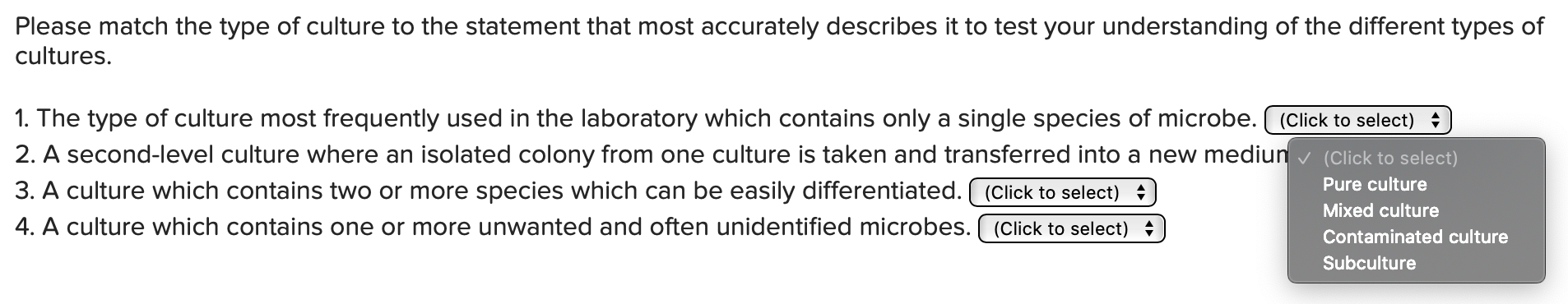 Solved Please match the type of culture to the statement | Chegg.com