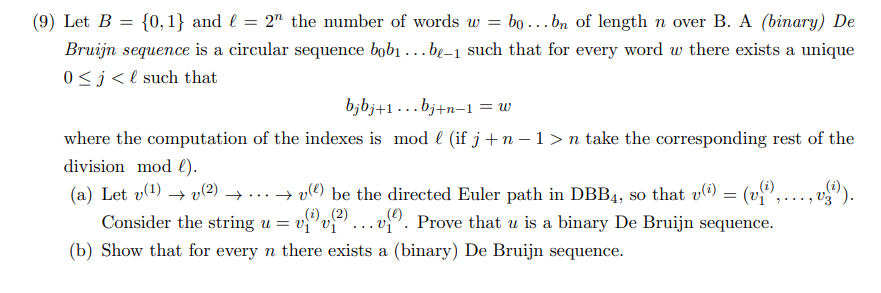 Solved (9) Let B = {0, 1} And L = 2" The Number Of Words W = | Chegg.com