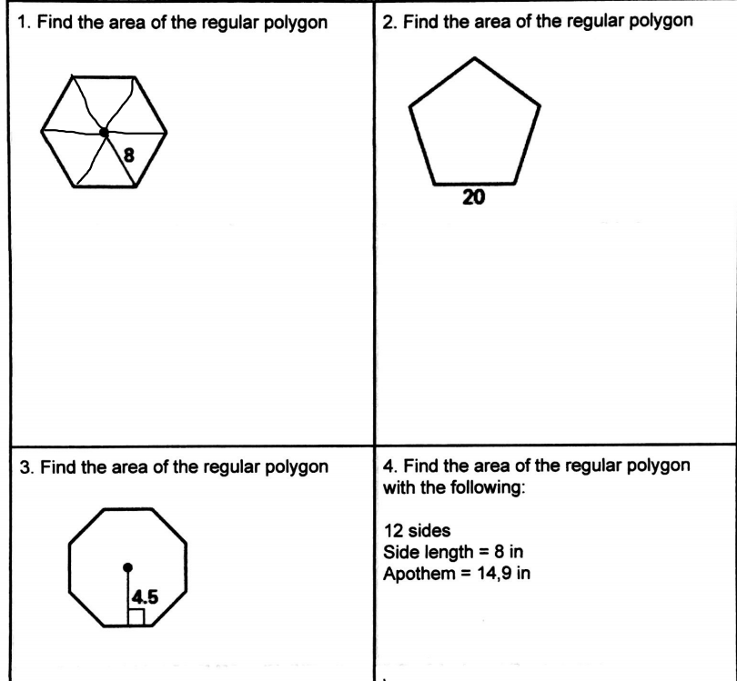 Solved 1. Find the area of the regular polygon 2. Find the | Chegg.com