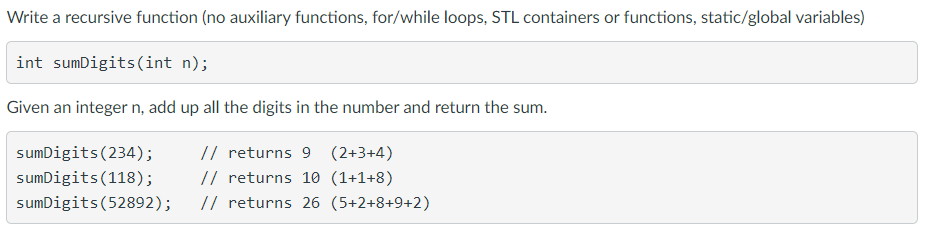 Solved Write a recursive function (no auxiliary functions, | Chegg.com