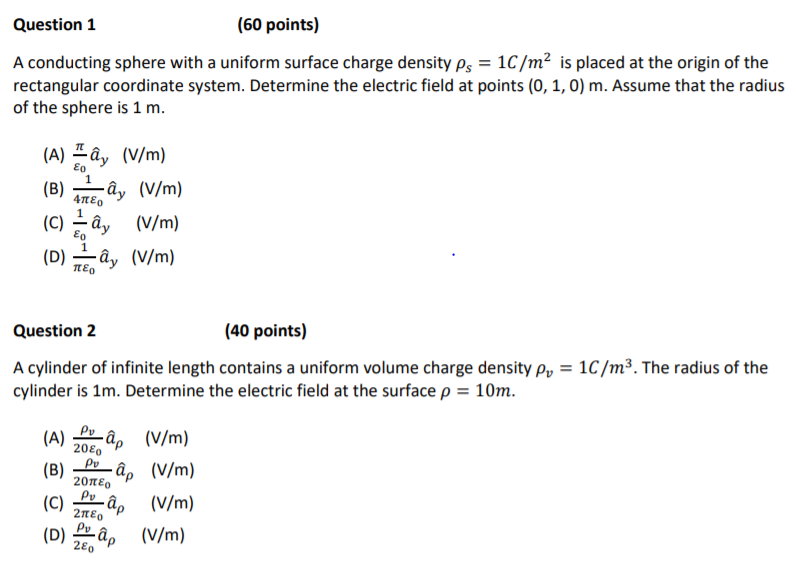 Solved Question 1 (60 points) A conducting sphere with a | Chegg.com