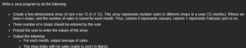 Solved Write a Java program to do the following: • Create a | Chegg.com