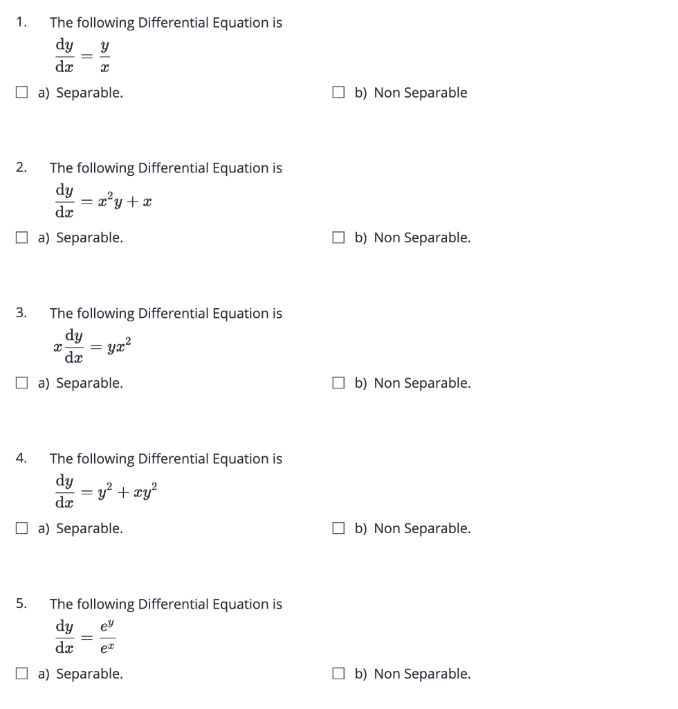 Solved 1. The following Differential Equation is dy y dx 2 | Chegg.com