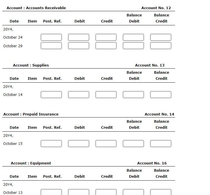 Solved Journal entries and trial balance On October 1, 20Y4, | Chegg.com