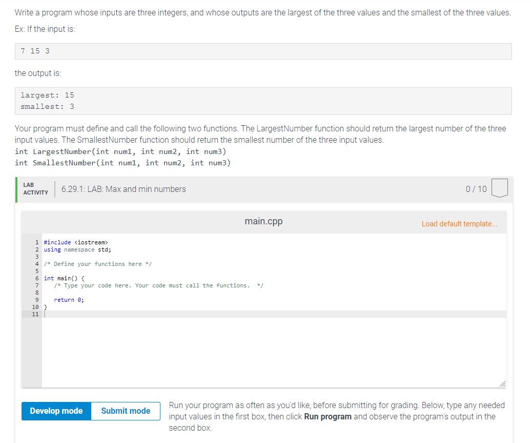 Solved Write A Program Whose Inputs Are Three Integers A Chegg Com