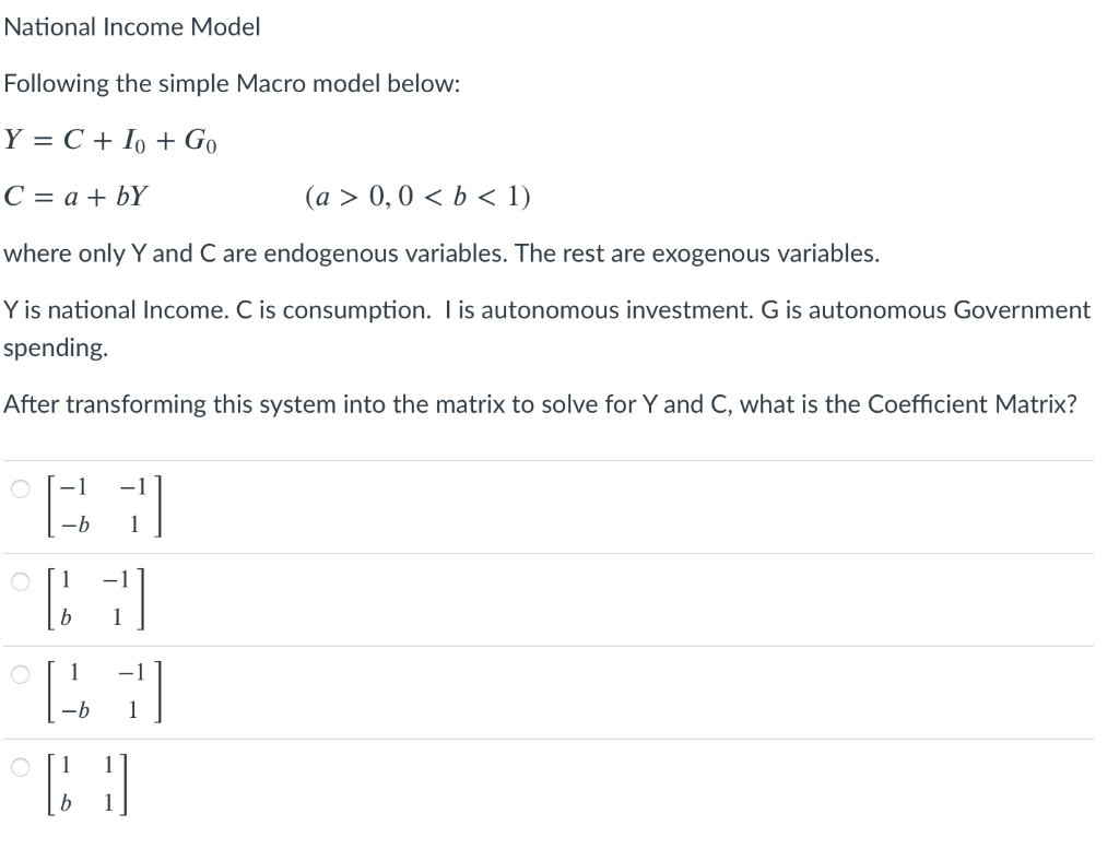 Solved National Income Model Following The Simple Macro | Chegg.com