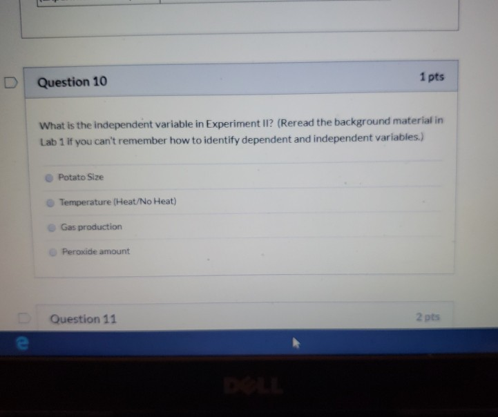 1 pts D Question 10 What is the independent variable | Chegg.com
