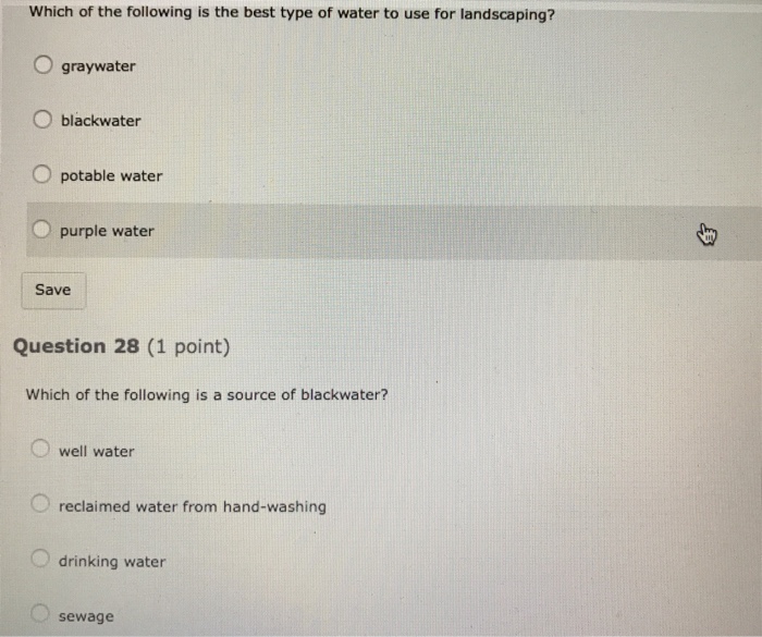 Solved Which of the following is the best type of water to