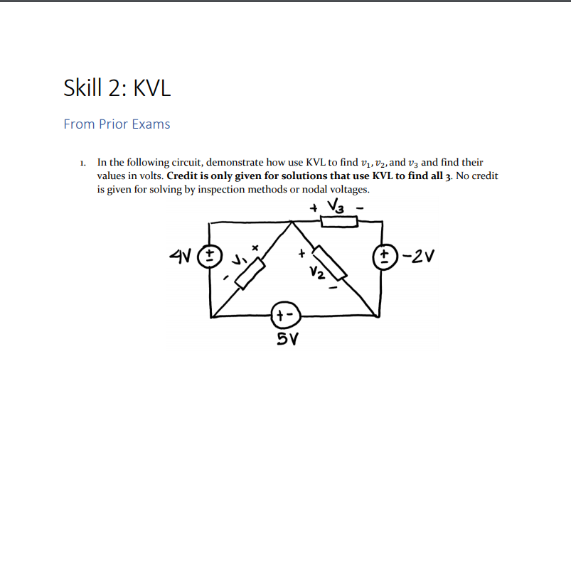Example Kvl Question Solved Skill 2: KVL From Prior Exams se bomo os jogo 1. In | Chegg.com