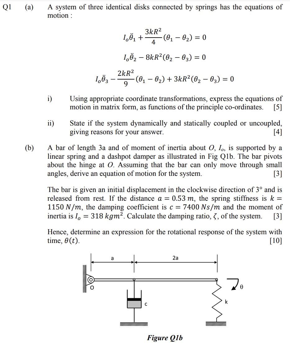 Solved (a) A system of three identical disks connected by | Chegg.com