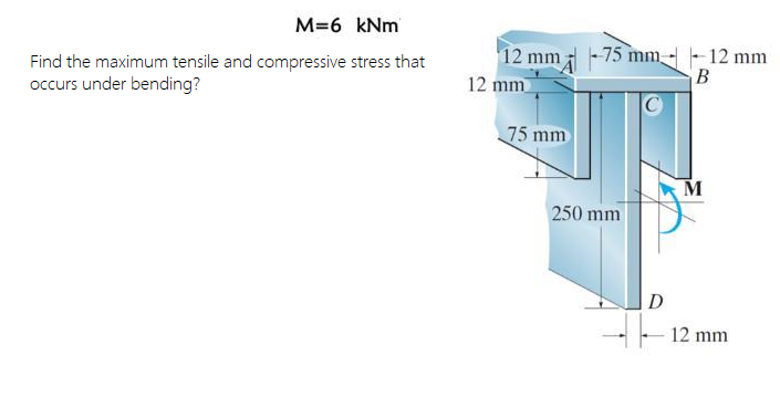 Solved M=6 kNm Find the maximum tensile and compressive | Chegg.com