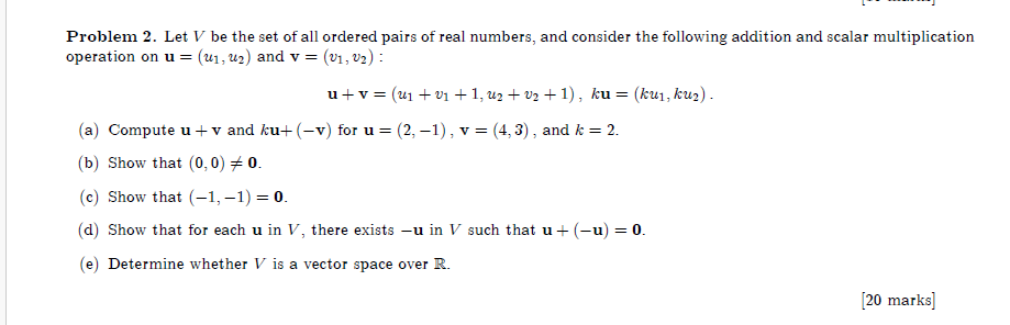 Solved Problem 2. ﻿Let V be ﻿the set of ﻿all ordered pairs | Chegg.com