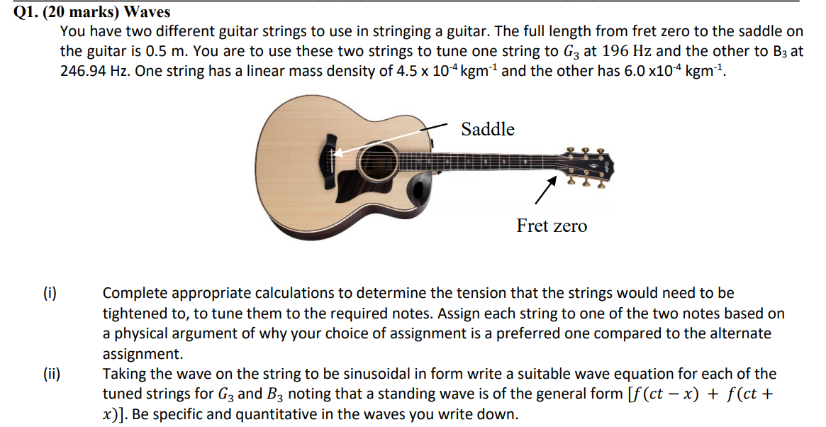 Solved Q1. 20 marks Waves You have two different guitar Chegg