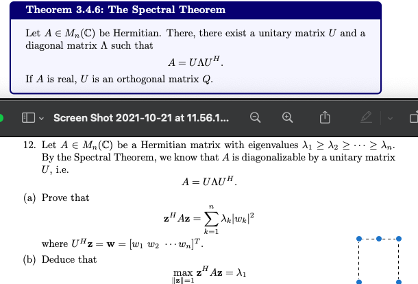 Solved Theorem 3.4.6: The Spectral Theorem Let A € M. (C) be | Chegg.com