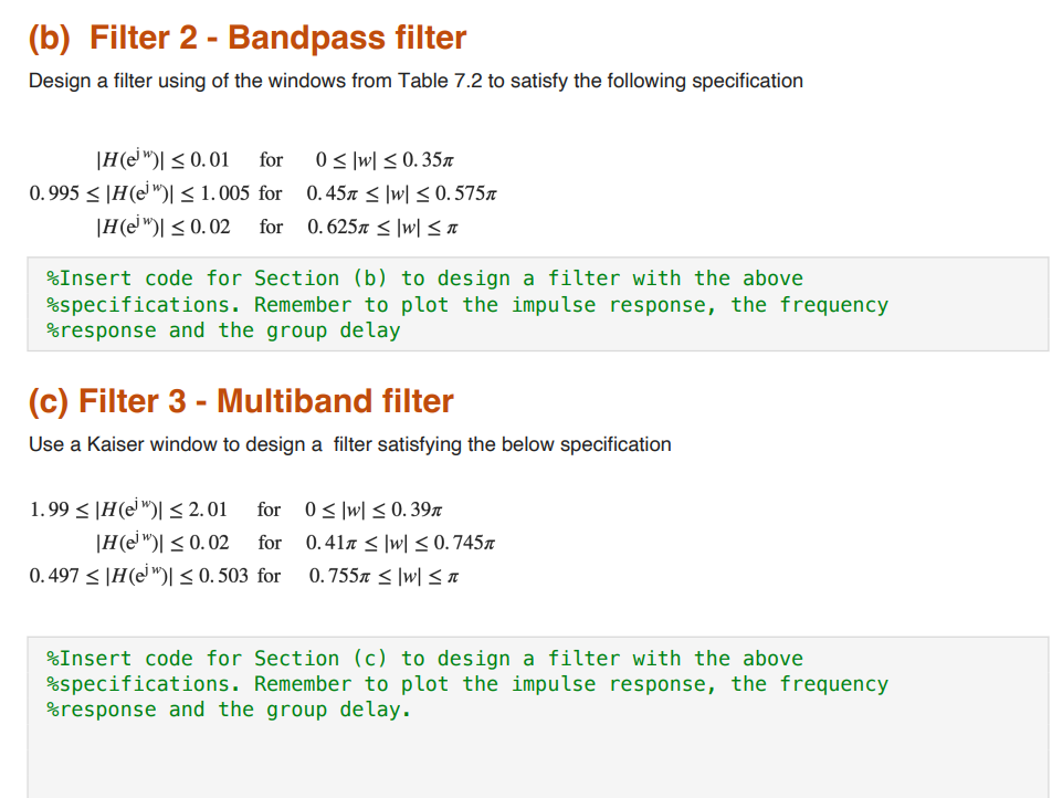 Solved (a) Filter 1 Lowpass filter Design a filter using