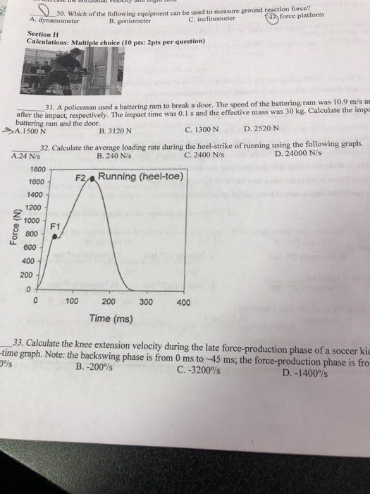 Solved ground reaction force? 30. Which of the following | Chegg.com