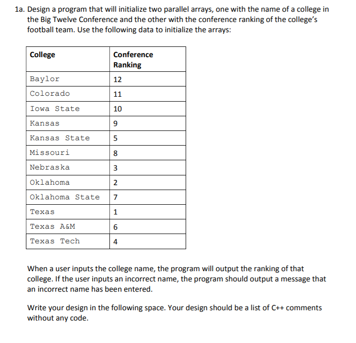 Solved 1a. Design a program that will initialize two | Chegg.com