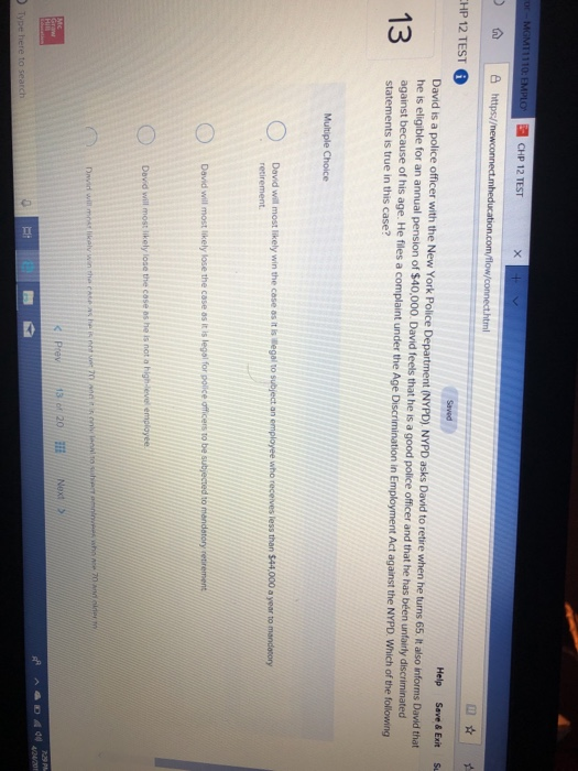 Solved 1110 EMPLOCHP 12 TEST https:/ HP 12 TEST Help Save & | Chegg.com