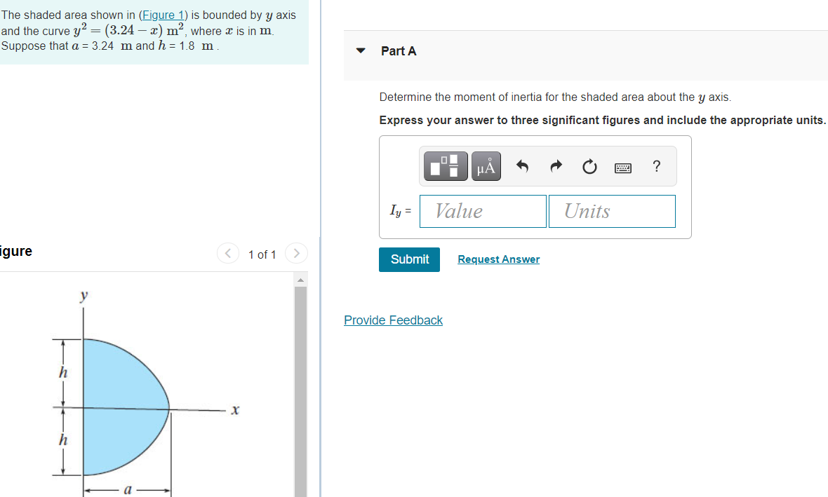 Solved The shaded area shown in (Figure 1) is bounded by y | Chegg.com