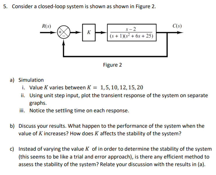 Solved 5. Consider A Closed-loop System Is Shown As Shown In | Chegg.com