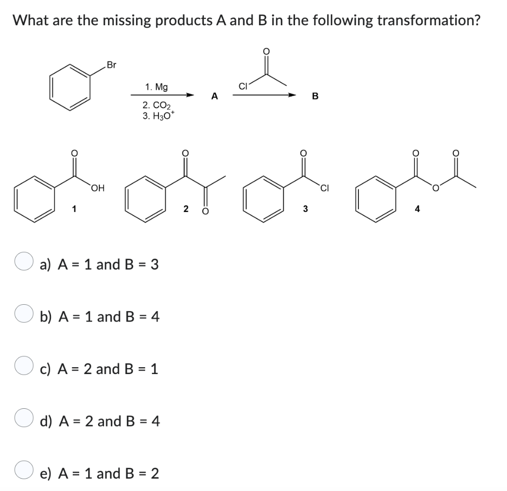 Solved What are the missing products A and B in the | Chegg.com