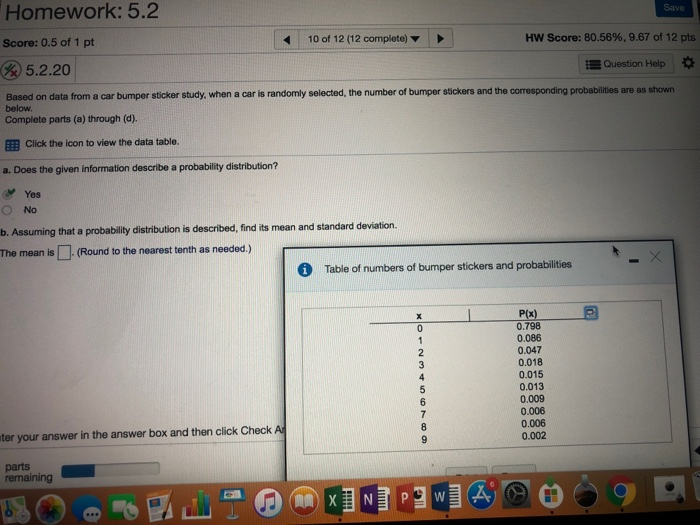 Solved Homework: 5.2 Save Score: 0.5 of 1 pt 100f 12 (12 | Chegg.com