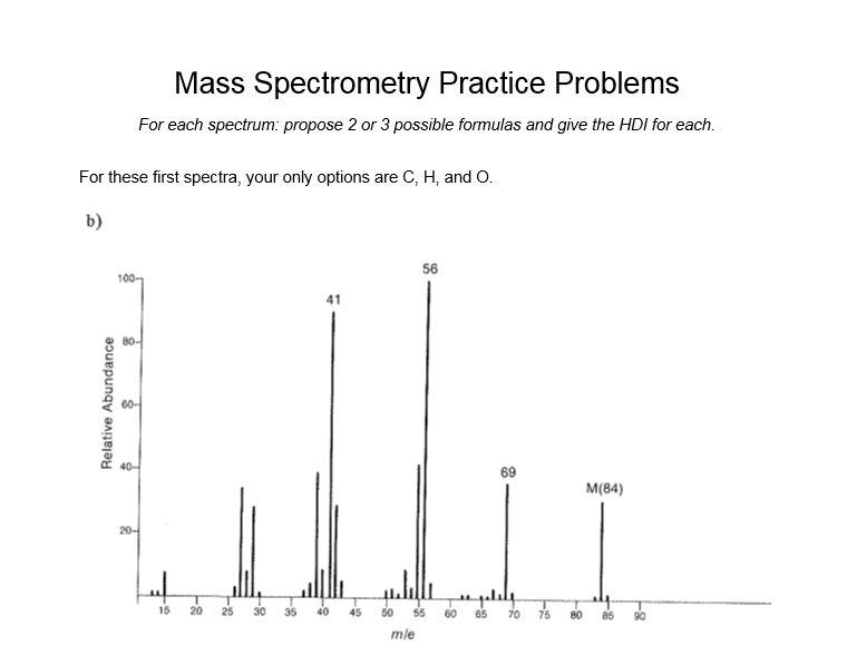 Solved Mass Spectrometry Practice Problems For Each | Chegg.com