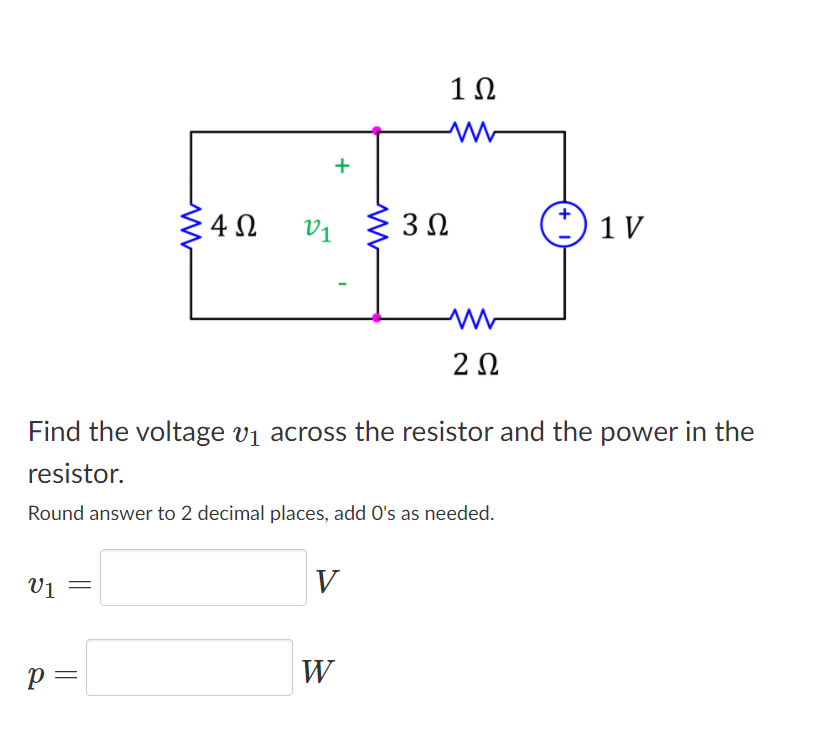 Solved 112 wa + 4.12 V1 312 1 V w 212 Find the voltage vi | Chegg.com