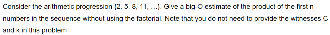 Solved Consider the arithmetic progression {2, 5, 8, 11, | Chegg.com