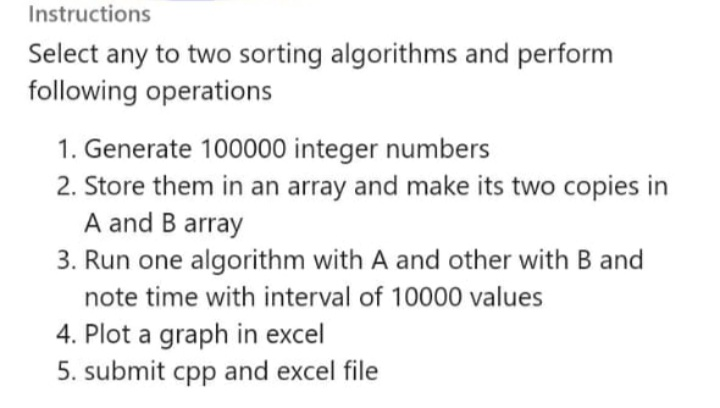 Solved selection and insertion sort algorithm should be | Chegg.com