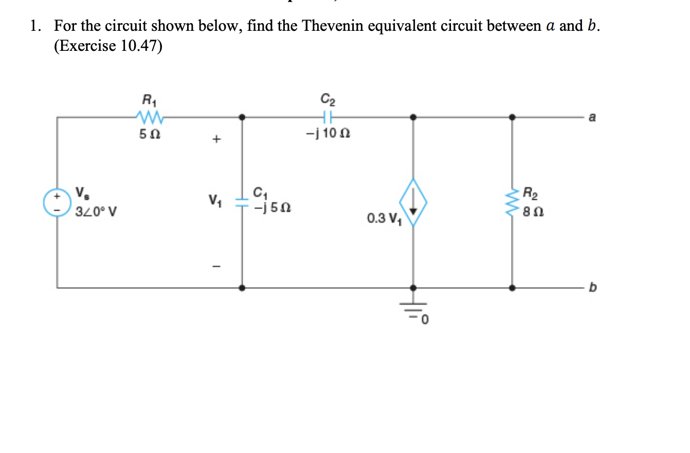 Solved 1. For the circuit shown below, find the Thevenin | Chegg.com