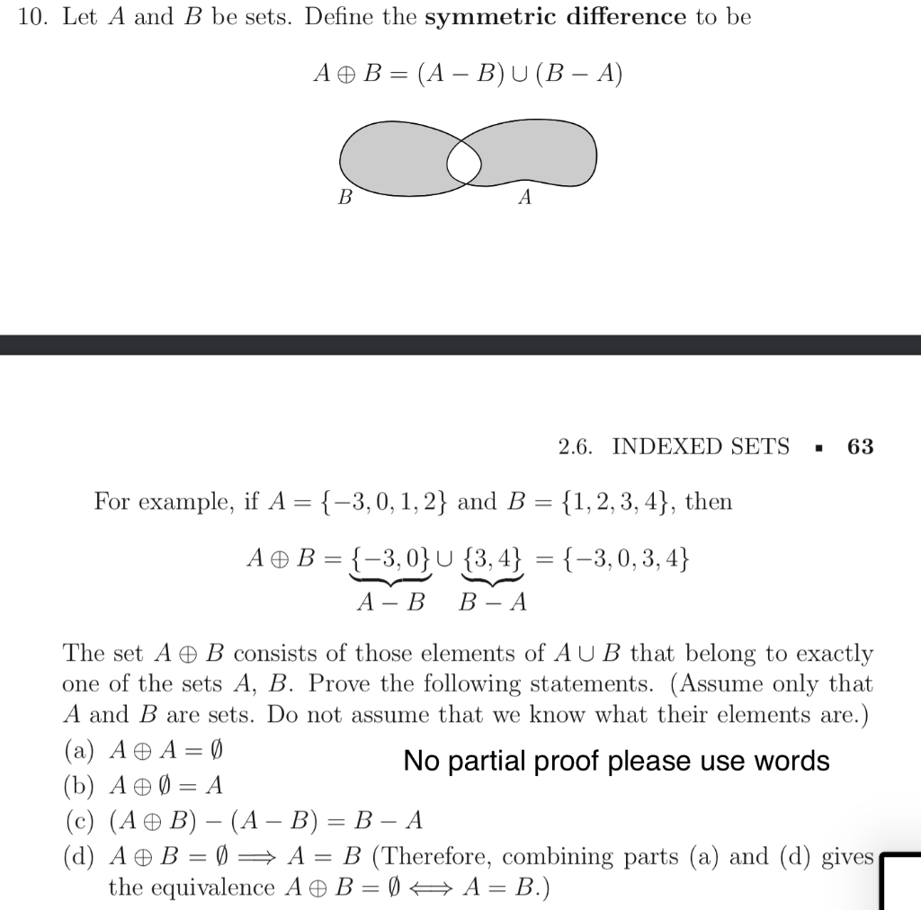 Solved 10. Let A And B Be Sets. Define The Symmetric | Chegg.com