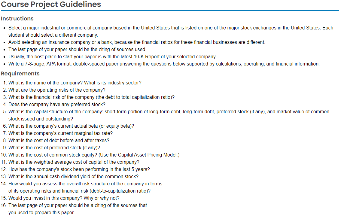 Solved Course Project Guidelines Instructions • Select a | Chegg.com