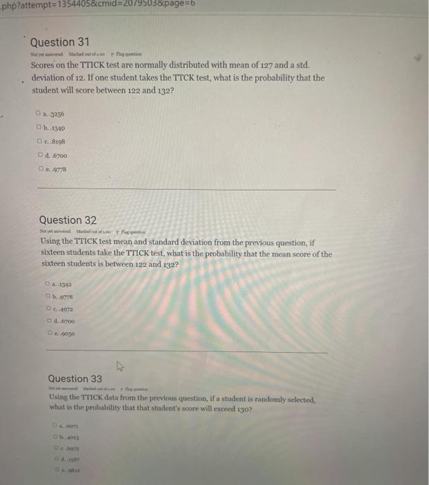 Solved Question 31 Scores on the THICK test are normally
