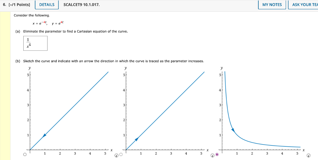 Solved Consider the following. x=e−4t,y=e4t (a) Eliminate | Chegg.com