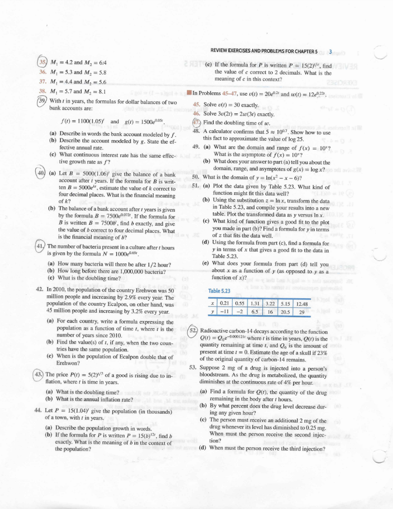 Solved REVIEW EXERCISES AND PROBLEMS FOR CHAPTER 5 3 (e) If | Chegg.com