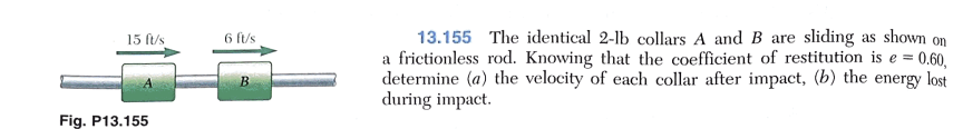 13.155 The Identical 2-lb Collars A And B Are Sliding | Chegg.com