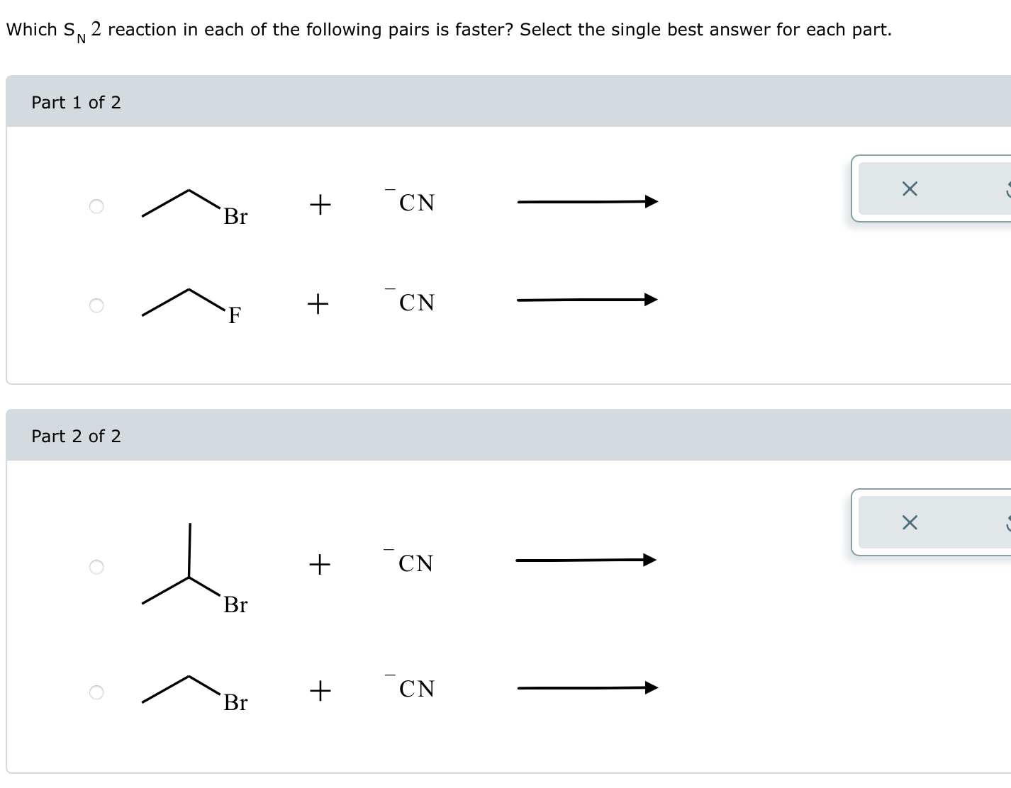 Solved Which Sn2 Reaction In Each Of The Following Pairs Is 9215